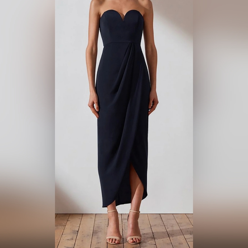 Shona Joy Navy Strapless Dress 8US 12AUD